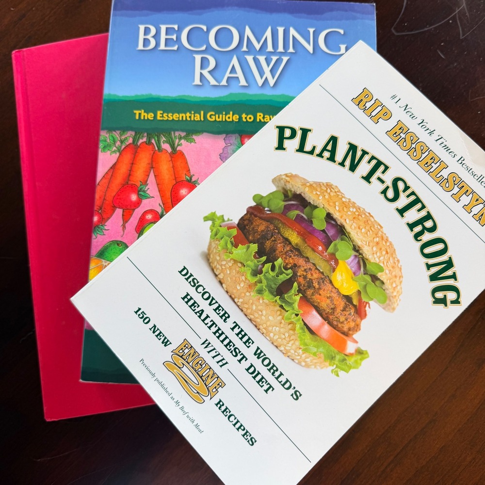 3 Book Lot Plant-Strong/ Becoming Raw/ Vegetarian Cooking Get Healthy